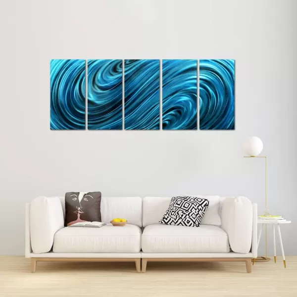 Yihui Arts Abstract Metal Wall Art for Living Room Hand Grind on Aluminum 3D Artwork Modern Pictures for Bedroom Dinning Decor 