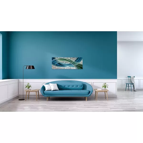 Yihui Arts Abstract Metal Wall Art for Living Room Hand Grind on Aluminum 3D Artwork Modern Pictures for Bedroom Dinning Decor 