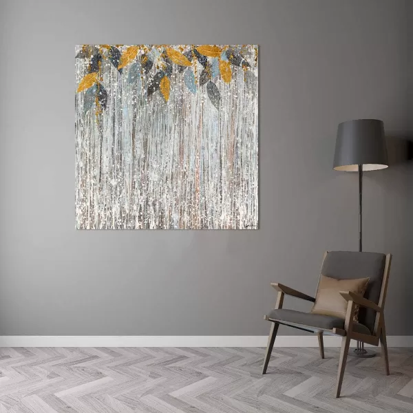 Yihui Arts Birch Tree Canvas Wall Art Hand Painted Modern Elegant Forest Pictures Blue Artwork for Living Room Bedroom Decoration 