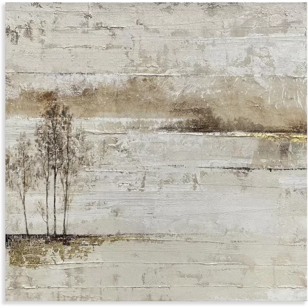 Yihui Arts Birch Tree Canvas Wall Art Hand Painted Modern Elegant Forest Pictures Blue Artwork for Living Room Bedroom Decoration 