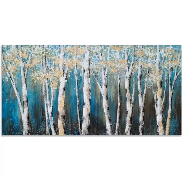 Yihui Arts Birch Tree Canvas Wall Art With Textured and Gold Foil Modern Abstract Forest Paintings Contemporary Landscape Pictures Large Artwork for Living Room Bedroom Dinning Room Decor