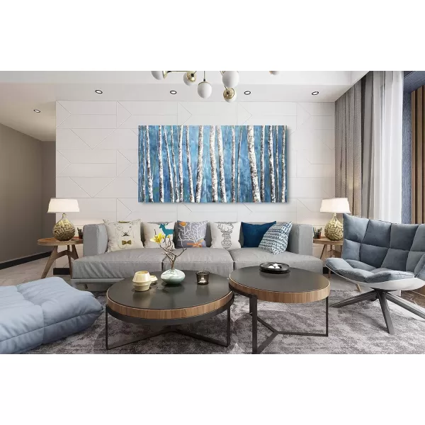 Yihui Arts Birch Tree Canvas Wall Art With Textured and Gold Foil Modern Abstract Forest Paintings Contemporary Landscape Pictures Large Artwork for Living Room Bedroom Dinning Room Decor
