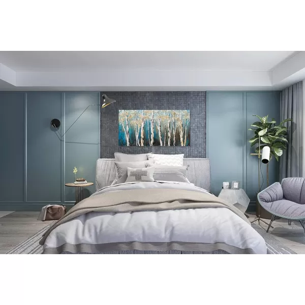 Yihui Arts Birch Tree Canvas Wall Art With Textured and Gold Foil Modern Abstract Forest Paintings Contemporary Landscape Pictures Large Artwork for Living Room Bedroom Dinning Room Decor