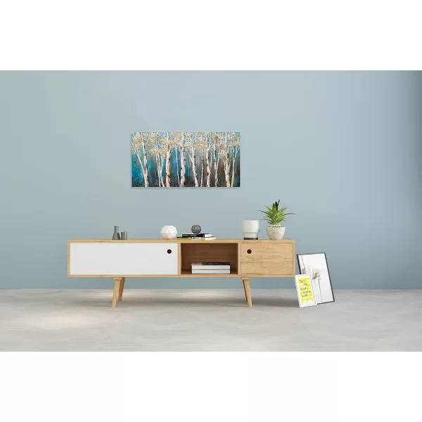 Yihui Arts Birch Tree Canvas Wall Art With Textured and Gold Foil Modern Abstract Forest Paintings Contemporary Landscape Pictures Large Artwork for Living Room Bedroom Dinning Room Decor