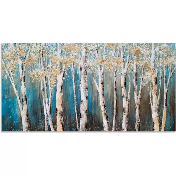Yihui Arts Birch Tree Canvas Wall Art With Textured and Gold Foil Modern Abstract Forest Paintings Contemporary Landscape Pictures Large Artwork for Living Room Bedroom Dinning Room Decor