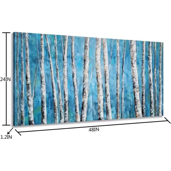 Yihui Arts Birch Tree Canvas Wall Art With Textured and Gold Foil Modern Abstract Forest Paintings Contemporary Landscape Pictures Large Artwork for Living Room Bedroom Dinning Room Decor