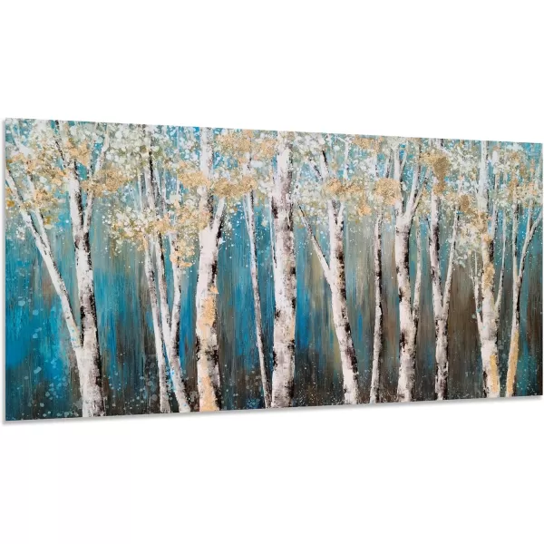 Yihui Arts Birch Tree Canvas Wall Art With Textured and Gold Foil Modern Abstract Forest Paintings Contemporary Landscape Pictures Large Artwork for Living Room Bedroom Dinning Room Decor