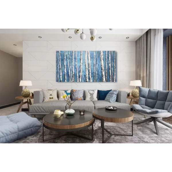 Yihui Arts Birch Tree Canvas Wall Art With Textured and Gold Foil Modern Abstract Forest Paintings Contemporary Landscape Pictures Large Artwork for Living Room Bedroom Dinning Room Decor