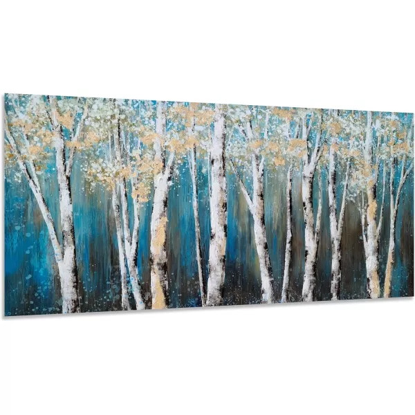 Yihui Arts Birch Tree Canvas Wall Art With Textured and Gold Foil Modern Abstract Forest Paintings Contemporary Landscape Pictures Large Artwork for Living Room Bedroom Dinning Room Decor