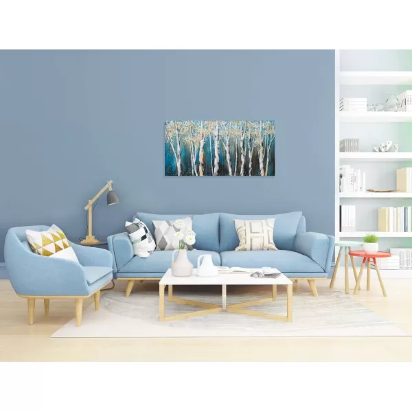 Yihui Arts Birch Tree Canvas Wall Art With Textured and Gold Foil Modern Abstract Forest Paintings Contemporary Landscape Pictures Large Artwork for Living Room Bedroom Dinning Room Decor