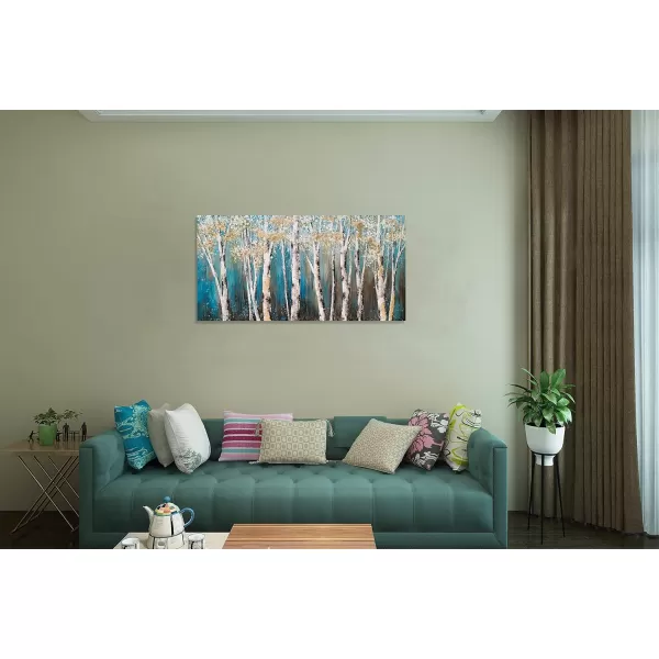 Yihui Arts Birch Tree Canvas Wall Art With Textured and Gold Foil Modern Abstract Forest Paintings Contemporary Landscape Pictures Large Artwork for Living Room Bedroom Dinning Room Decor