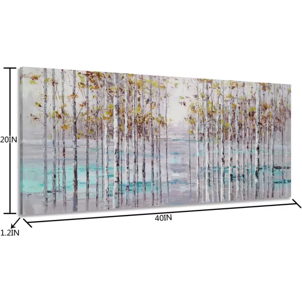 Yihui Arts Birch Tree Canvas Wall Art With Textured and Gold Foil Modern Abstract Forest Paintings Contemporary Landscape Pictures Large Artwork for Living Room Bedroom Dinning Room Decor