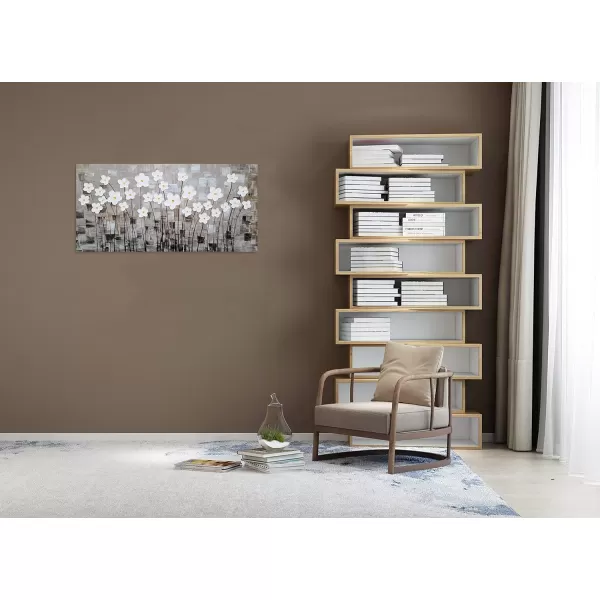 Yihui Arts Blue Flower Canvas Wall Art Painting Pictures Modern 3D Effect Artwork with Framed for Living Room Decor