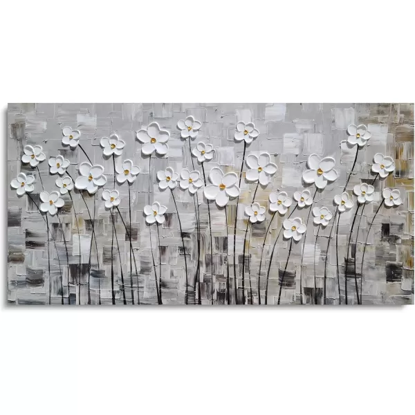 Yihui Arts Blue Flower Canvas Wall Art Painting Pictures Modern 3D Effect Artwork with Framed for Living Room Decor