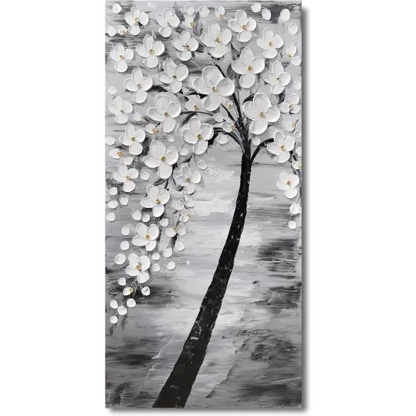 Yihui Arts Blue Flower Canvas Wall Art Painting Pictures Modern 3D Effect Artwork with Framed for Living Room Decor
