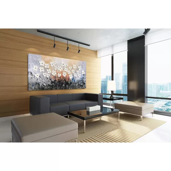 Yihui Arts Blue Flower Canvas Wall Art Painting Pictures Modern 3D Effect Artwork with Framed for Living Room Decor