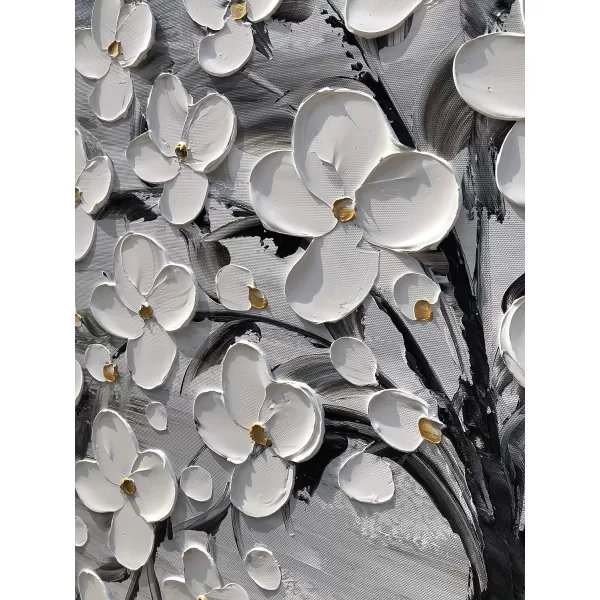 Yihui Arts Blue Flower Canvas Wall Art Painting Pictures Modern 3D Effect Artwork with Framed for Living Room Decor