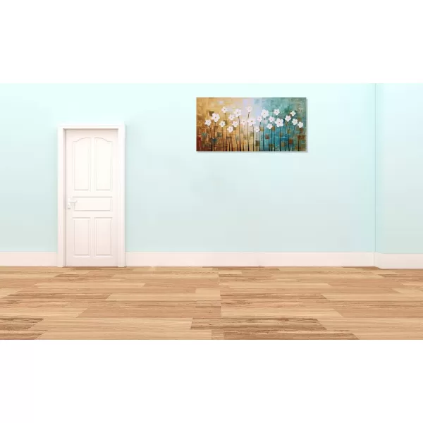 Yihui Arts Blue Flower Canvas Wall Art Painting Pictures Modern 3D Effect Artwork with Framed for Living Room Decor