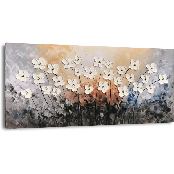 Yihui Arts Blue Flower Canvas Wall Art Painting Pictures Modern 3D Effect Artwork with Framed for Living Room Decor