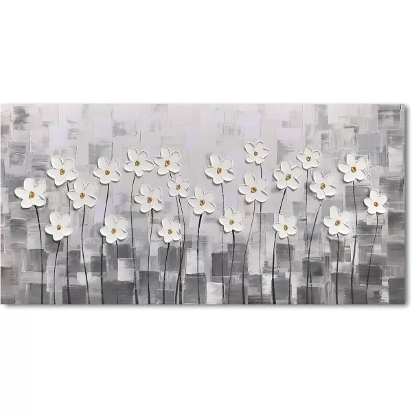 Yihui Arts Blue Flower Canvas Wall Art Painting Pictures Modern 3D Effect Artwork with Framed for Living Room Decor