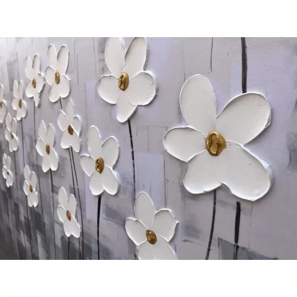 Yihui Arts Blue Flower Canvas Wall Art Painting Pictures Modern 3D Effect Artwork with Framed for Living Room Decor
