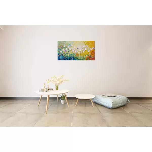 Yihui Arts Blue Flower Canvas Wall Art Painting Pictures Modern 3D Effect Artwork with Framed for Living Room Decor
