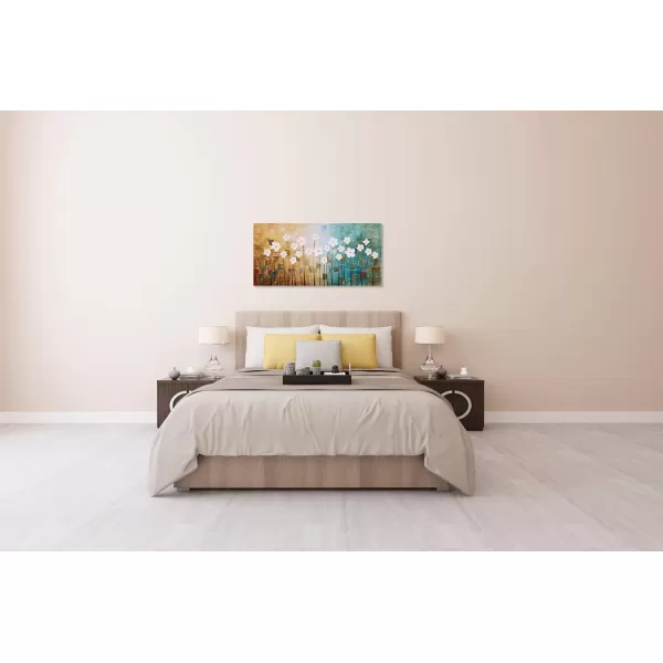 Yihui Arts Blue Flower Canvas Wall Art Painting Pictures Modern 3D Effect Artwork with Framed for Living Room Decor