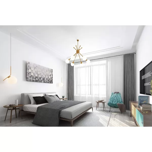 Yihui Arts Blue Flower Canvas Wall Art Painting Pictures Modern 3D Effect Artwork with Framed for Living Room Decor