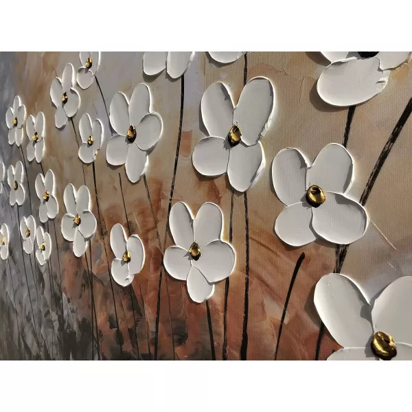 Yihui Arts Blue Flower Canvas Wall Art Painting Pictures Modern 3D Effect Artwork with Framed for Living Room Decor