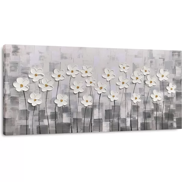 Yihui Arts Blue Flower Canvas Wall Art Painting Pictures Modern 3D Effect Artwork with Framed for Living Room Decor