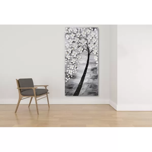 Yihui Arts Blue Flower Canvas Wall Art Painting Pictures Modern 3D Effect Artwork with Framed for Living Room Decor
