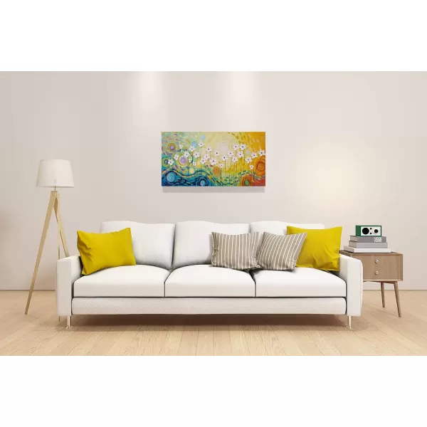 Yihui Arts Blue Flower Canvas Wall Art Painting Pictures Modern 3D Effect Artwork with Framed for Living Room Decor