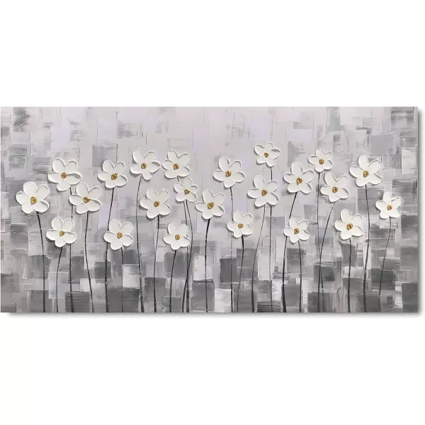 Yihui Arts Blue Flower Canvas Wall Art Painting Pictures Modern 3D Effect Artwork with Framed for Living Room Decor