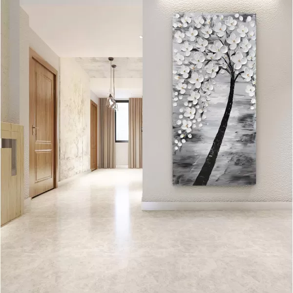 Yihui Arts Blue Flower Canvas Wall Art Painting Pictures Modern 3D Effect Artwork with Framed for Living Room Decor