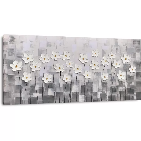 Yihui Arts Blue Flower Canvas Wall Art Painting Pictures Modern 3D Effect Artwork with Framed for Living Room Decor