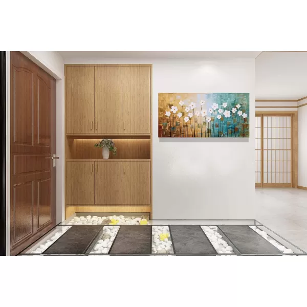 Yihui Arts Blue Flower Canvas Wall Art Painting Pictures Modern 3D Effect Artwork with Framed for Living Room Decor