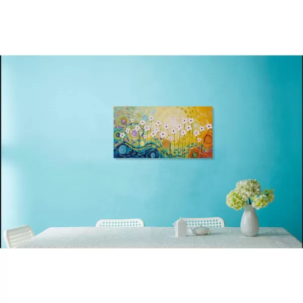 Yihui Arts Blue Flower Canvas Wall Art Painting Pictures Modern 3D Effect Artwork with Framed for Living Room Decor