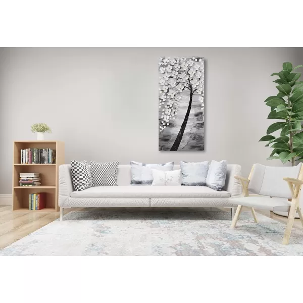 Yihui Arts Blue Flower Canvas Wall Art Painting Pictures Modern 3D Effect Artwork with Framed for Living Room Decor