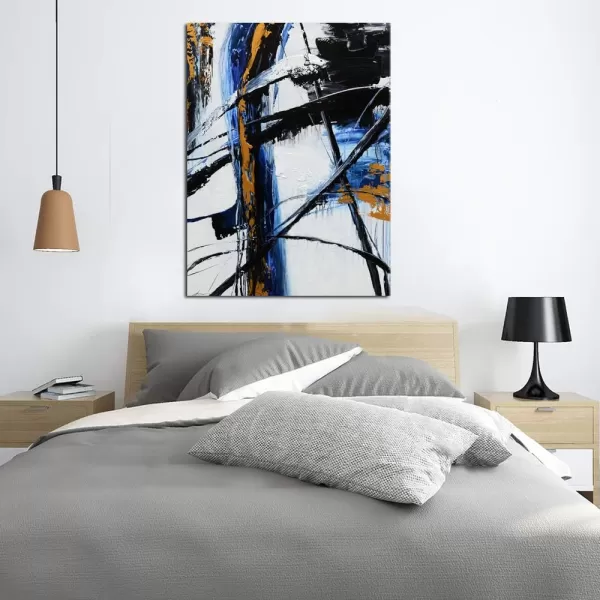 Yihui Arts Canvas Wall Art Decor Hand Painted Black and White Abstract Painting Large Art Pictures Modern Artwork for Living Room Bedroom Office Decor 