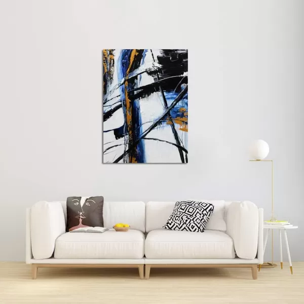 Yihui Arts Canvas Wall Art Decor Hand Painted Black and White Abstract Painting Large Art Pictures Modern Artwork for Living Room Bedroom Office Decor 