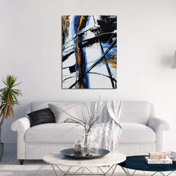 Yihui Arts Canvas Wall Art Decor Hand Painted Black and White Abstract Painting Large Art Pictures Modern Artwork for Living Room Bedroom Office Decor 