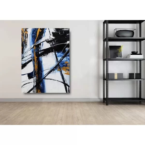 Yihui Arts Canvas Wall Art Decor Hand Painted Black and White Abstract Painting Large Art Pictures Modern Artwork for Living Room Bedroom Office Decor 