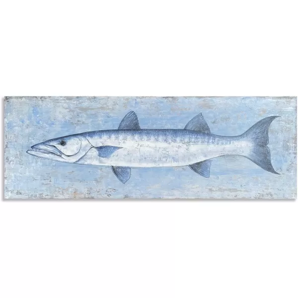 Yihui Arts Canvas Wall Art Hand Painted Abstract Tuna Fish Painting Modern Artwork Coastal Pictures in Blue and White Color for Bedroom Decoration
