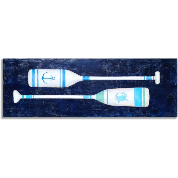 Yihui Arts Canvas Wall Art Hand Painted Abstract Tuna Fish Painting Modern Artwork Coastal Pictures in Blue and White Color for Bedroom Decoration