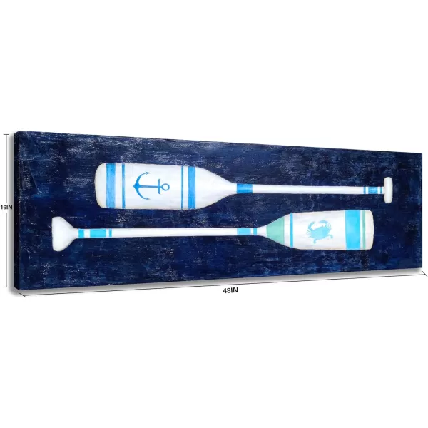 Yihui Arts Canvas Wall Art Hand Painted Abstract Tuna Fish Painting Modern Artwork Coastal Pictures in Blue and White Color for Bedroom Decoration