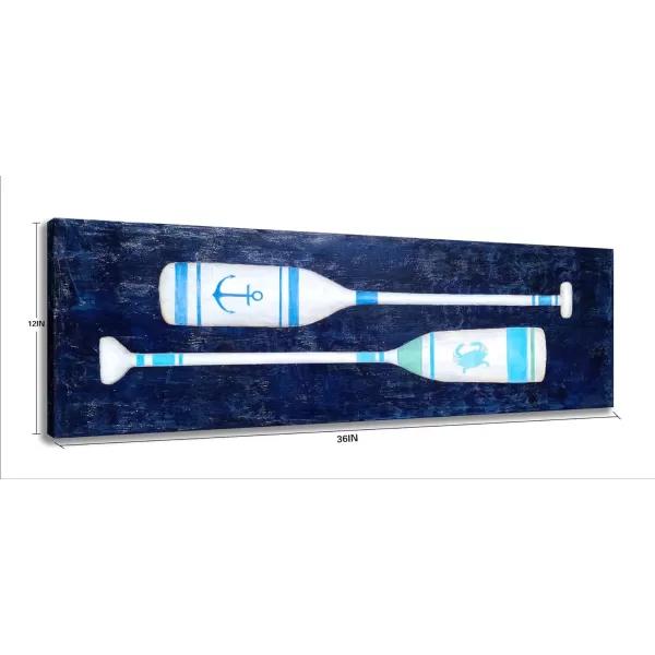 Yihui Arts Canvas Wall Art Hand Painted Abstract Tuna Fish Painting Modern Artwork Coastal Pictures in Blue and White Color for Bedroom Decoration