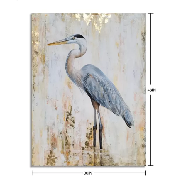 Yihui Arts Coastal Farmhouse Wall Art - Heron Painting with Textured - Realistic Bird Artwork - Vertical Animal Picture for Living Room Bedroom Bathroom Decor