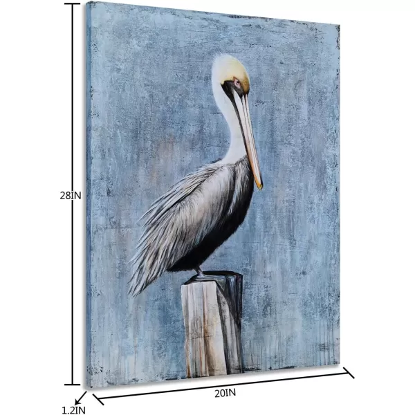 Yihui Arts Coastal Farmhouse Wall Art - Heron Painting with Textured - Realistic Bird Artwork - Vertical Animal Picture for Living Room Bedroom Bathroom Decor