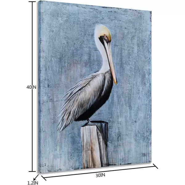 Yihui Arts Coastal Farmhouse Wall Art - Heron Painting with Textured - Realistic Bird Artwork - Vertical Animal Picture for Living Room Bedroom Bathroom Decor