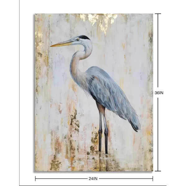 Yihui Arts Coastal Farmhouse Wall Art - Heron Painting with Textured - Realistic Bird Artwork - Vertical Animal Picture for Living Room Bedroom Bathroom Decor